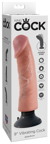 King Cock 9 In. Vibrating Cock Flesh King Cock