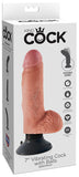 King Cock 7 In. Vibrating Cock With Balls Flesh King Cock