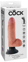 King Cock 7 In. Vibrating Cock With Balls Flesh King Cock