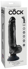 King Cock 9 In. Vibrating Cock With Balls Black King Cock