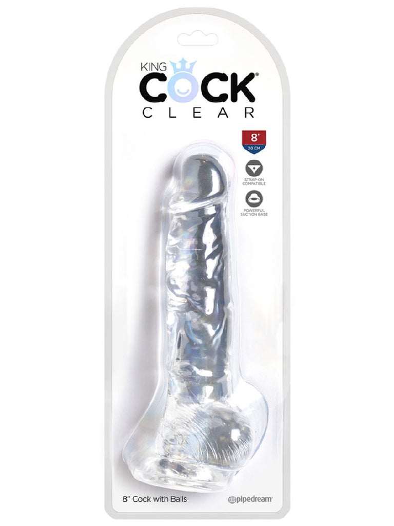King Cock Clear 8 In. Cock With Balls King Cock