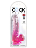 King Cock Clear 6'' Cock With Balls - Pink