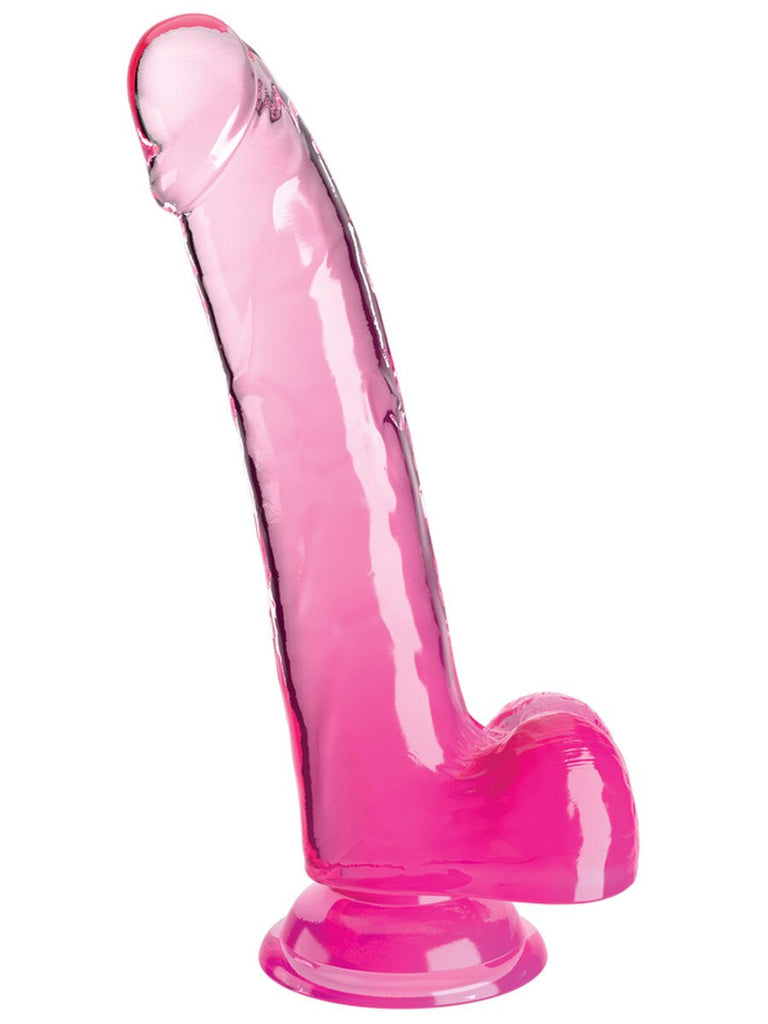 King Cock Clear 9'' Cock With Balls - Pink