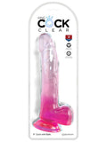 King Cock Clear 9'' Cock With Balls - Pink