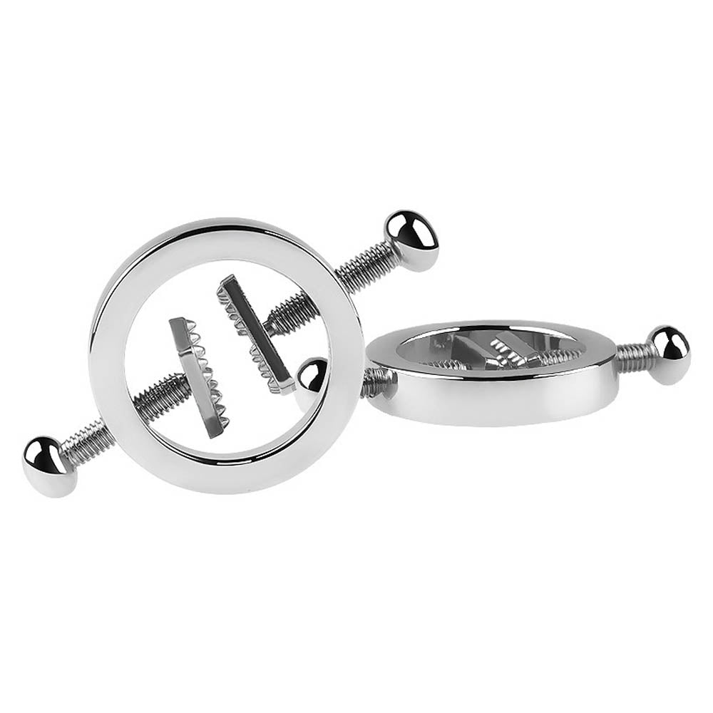 Silver Metal Adjustable Nipple Clamps – Screw Tightening Bdsm Nipple Clamp Set (2 Pieces)