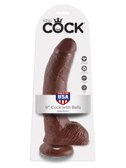 King Cock - 9 In. Cock With Balls Brown King Cock