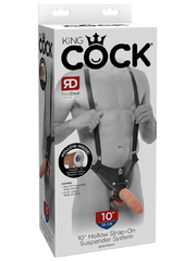 KING COCK 10 IN. HOLLOW STRAP ON SUSPENDER SYSTEM FLESH KING COCK