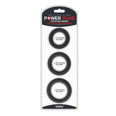 Power Plus Soft Silicone Snug Ring Black Cock Rings - Set Of 3 Sizes