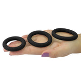 Power Plus Soft Silicone Snug Ring Black Cock Rings - Set Of 3 Sizes
