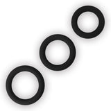 Power Plus Soft Silicone Snug Ring Black Cock Rings - Set of 3 Sizes