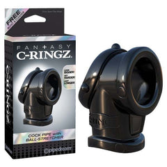 Cock Pipe With Ball Stretcher Black Cock & Ball Rings