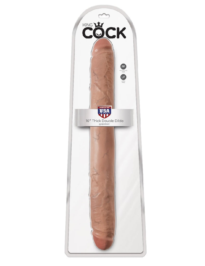 KING COCK 16 IN. THICK DOUBLE DILDO TAN KING COCK