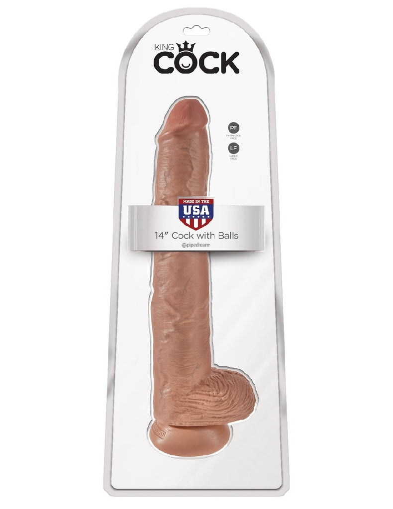 KING COCK 14 IN. COCK WITH BALLS TAN KING COCK