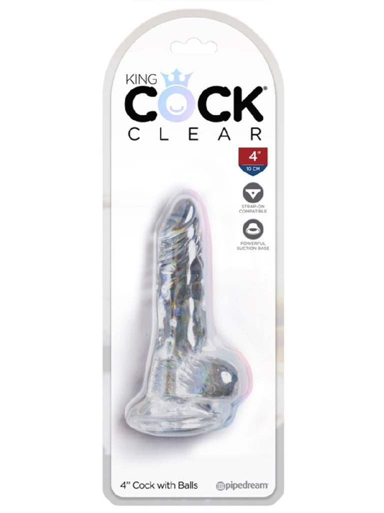 King Cock Clear 4 In. Cock With Balls King Cock