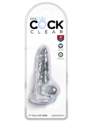 King Cock Clear 4 In. Cock With Balls King Cock