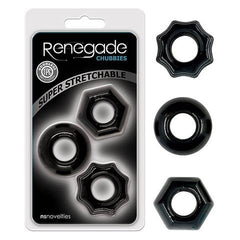 Chubbies Black Cock Rings - Set Of 3