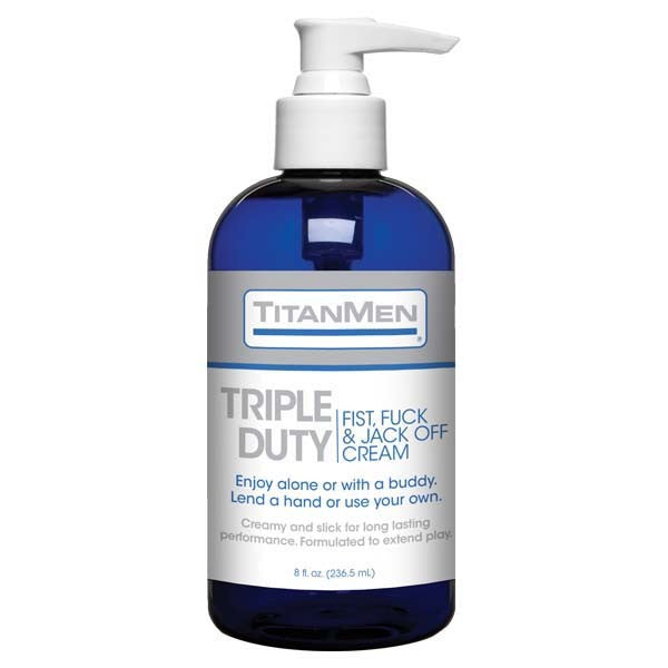 TitanMen Triple Duty Fist, Fuck & Jack-Off Cream Lubricant - 237 ml (8 oz) Pump Bottle