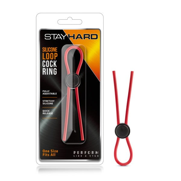 Stay Hard Silicone Loop Cock Ring - Red